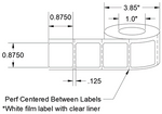 White Thermal Transfer Polyester Labels - Clear Liner - 0.875" x 0.875" - LA-TFC140-1A1CP