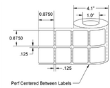 Thermal Transfer Paper Labels - 2 Labels Across - 0.875" x 0.875" - LA-TP140-2A1CP